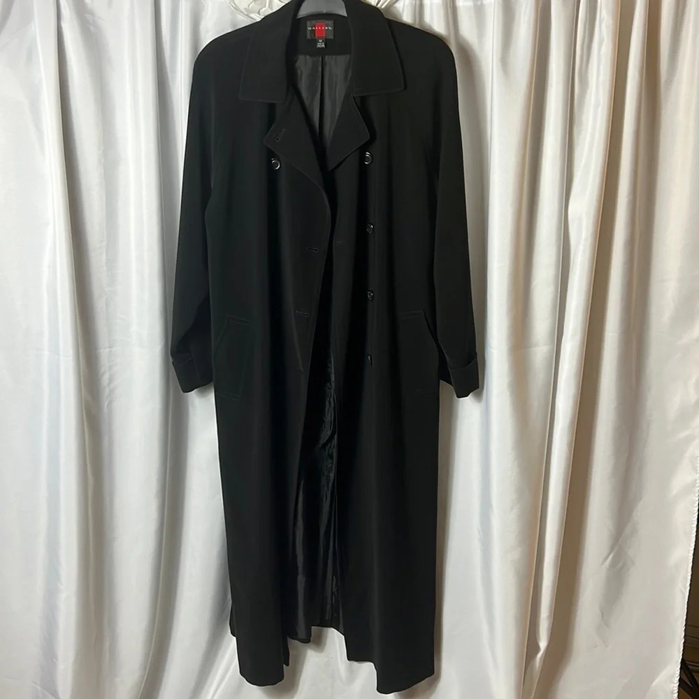 Gallery Trench Coat Vintage Plus Size Black Retro Size 14